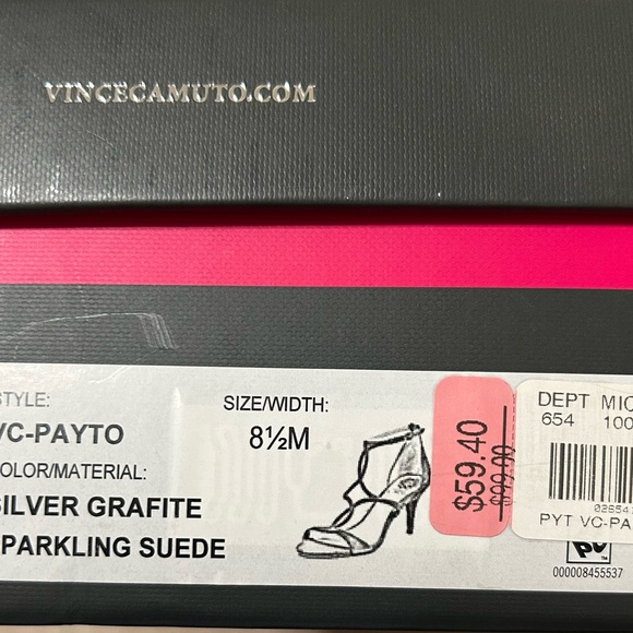 Vince Camuto Metallic Silver Strappy Heels - Picture 2 of 6